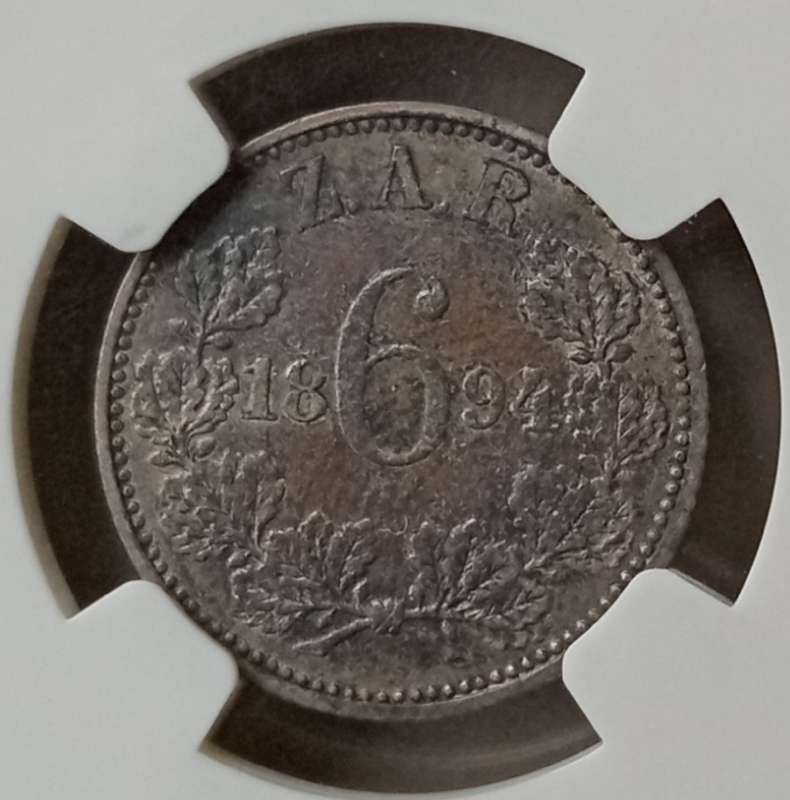 1894 ZAR Kruger silver sixpence NGC XF Details