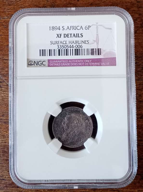1894 ZAR Kruger silver sixpence NGC XF Details