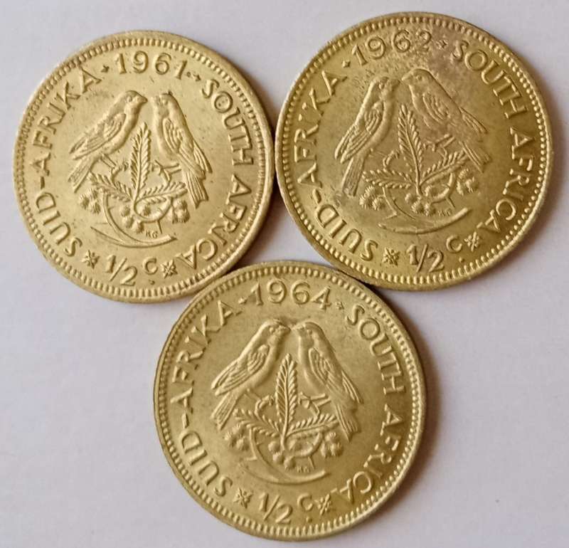 1961/1962/1964 Republic 1/2c set in high grade.