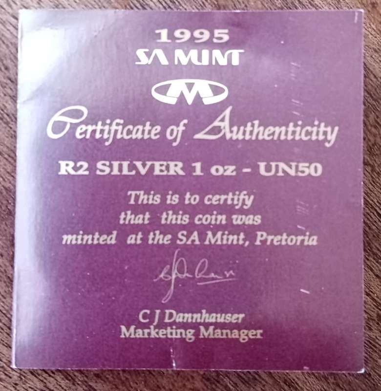 1995 United Nations proof silver 1oz R2 certificate