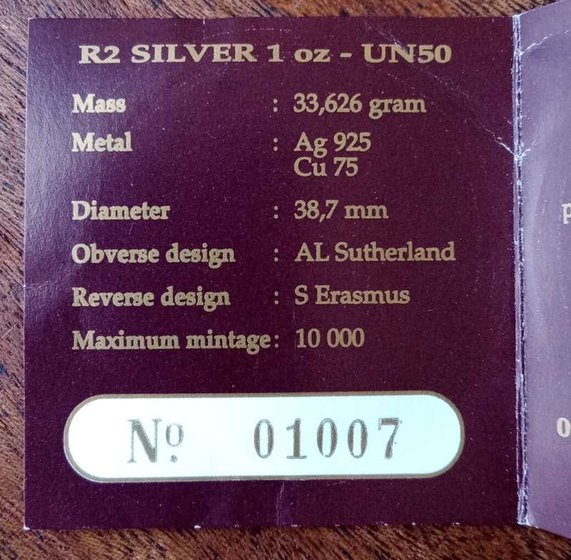 1995 United Nations proof silver 1oz R2 certificate