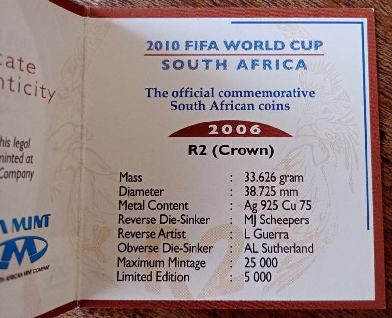 2006 Fifa World Cup proof silver 1oz R2 certificate