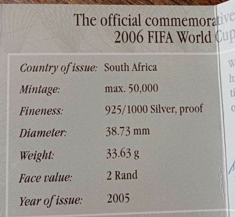 2005 Fifa World Cup  Germany proof silver 1oz R2 certificate