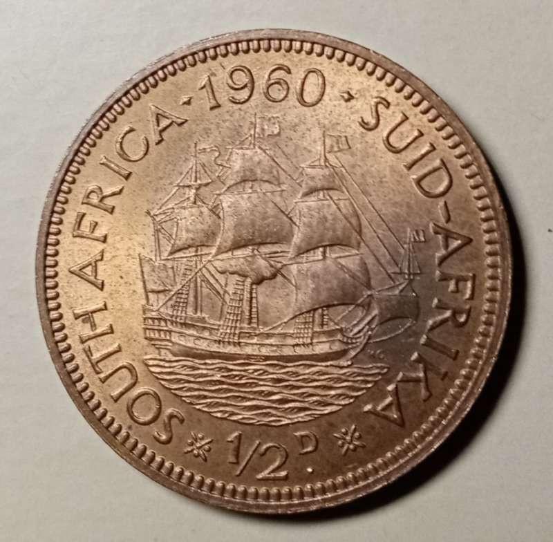 1960 Union uncirculated 1/2 Penny (last issue).