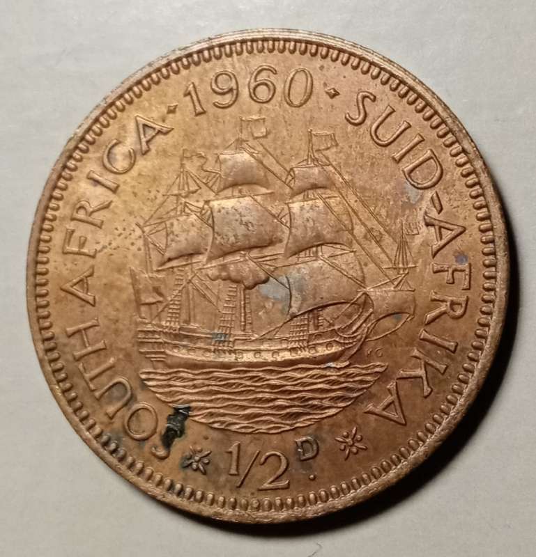 1960 Union uncirculated 1/2 Penny with some toning