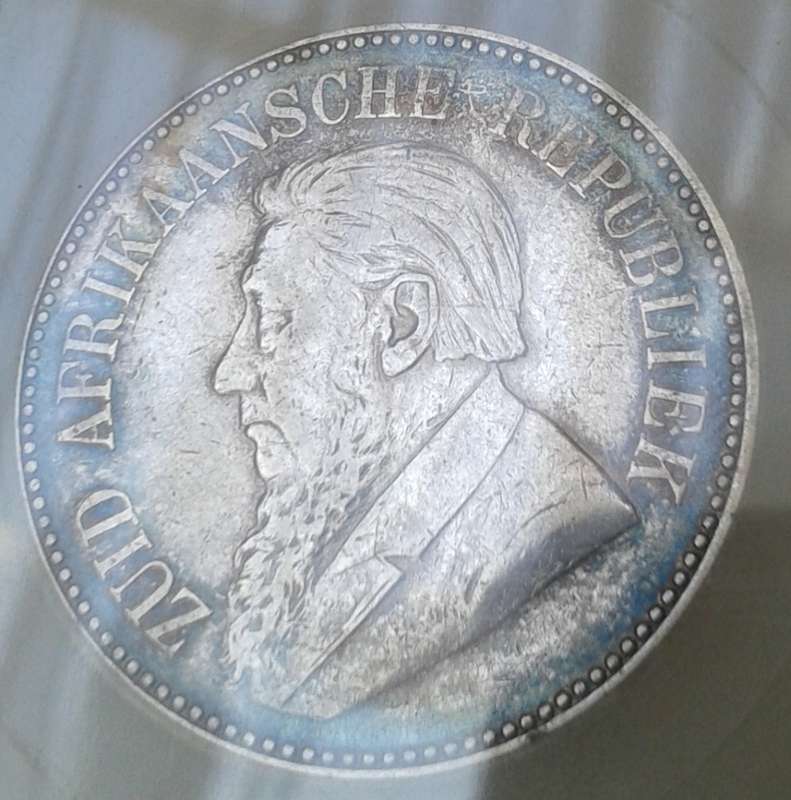 1896 ZAR Kruger silver 2 1/2 Shillings SACGS XF- Toned