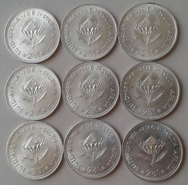 1961 Republic silver 2 1/2c in lustrous uncirculated.