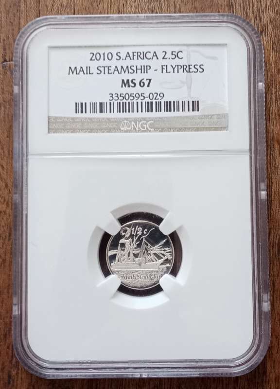 2010 Maritime History Flypress silver tickey NGC MS67 (Mail Steamship)