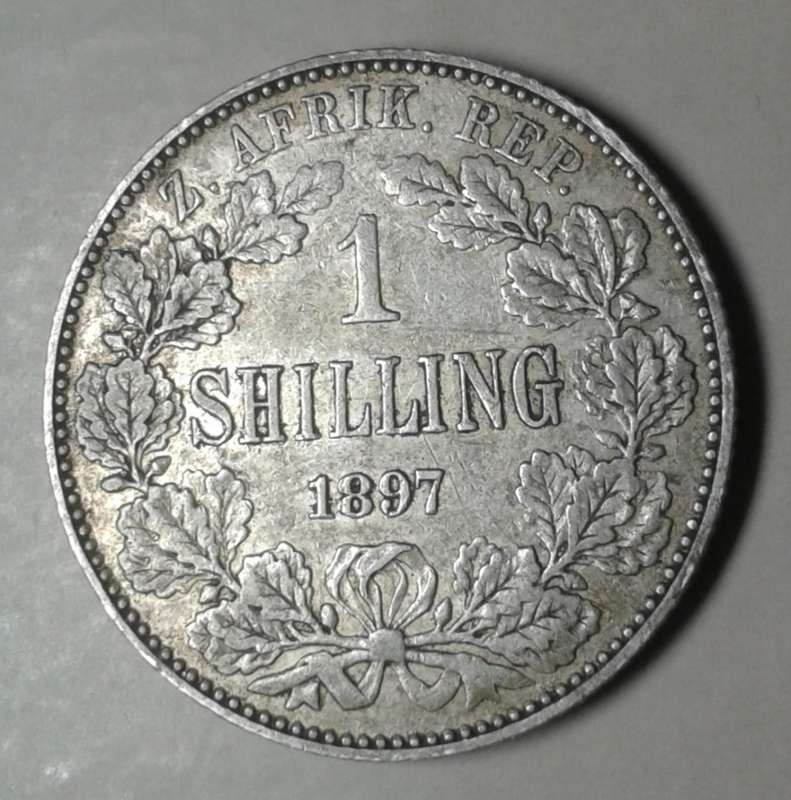 1897 ZAR Kruger silver shilling in vf+