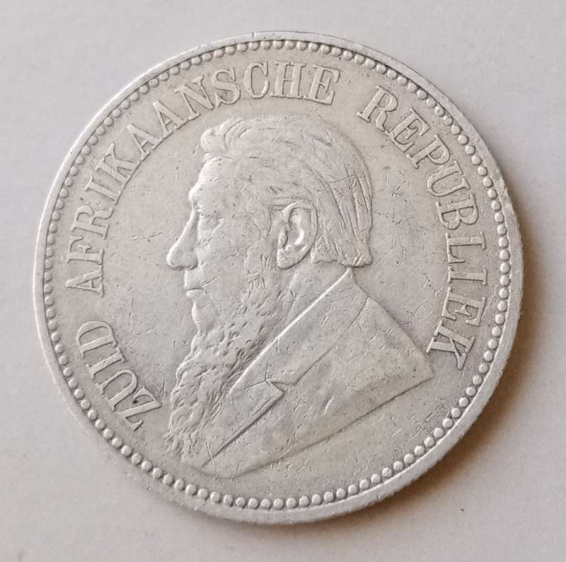 1895 ZAR Kruger silver 2 1/2 Shillings in VF