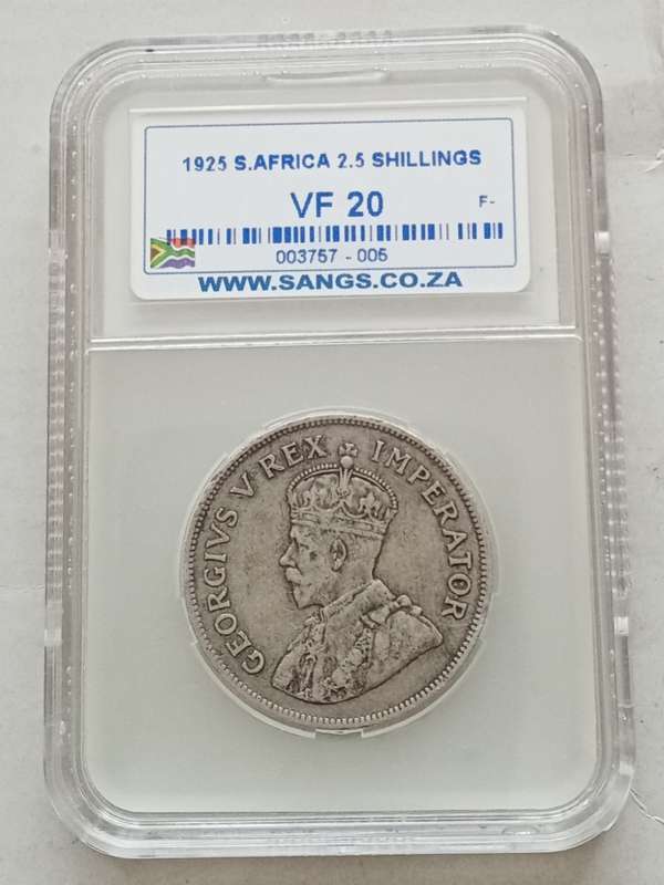 Scarce 1925 union silver 2 1/2 Shillings SANGS VF20