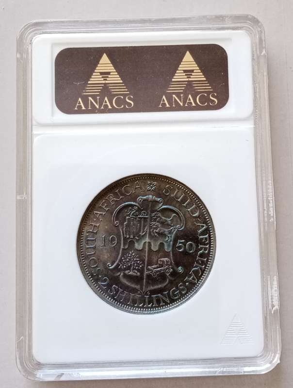 Rare 1950 union proof silver 2 Shillings ANACS PF67 (Top Pop) Finest Known