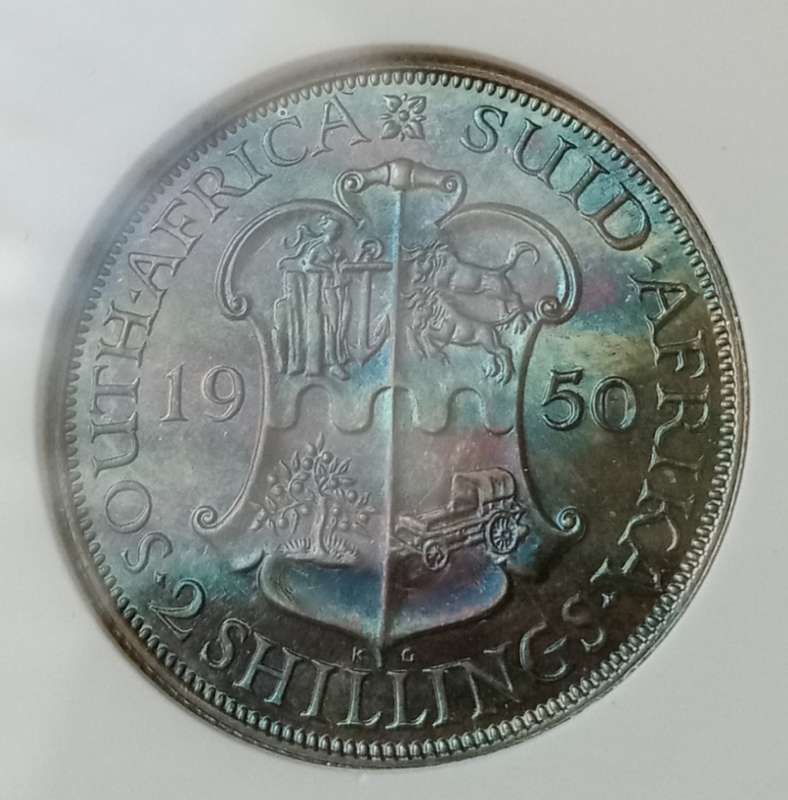 Rare 1950 union proof silver 2 Shillings ANACS PF67 (Top Pop) Finest Known
