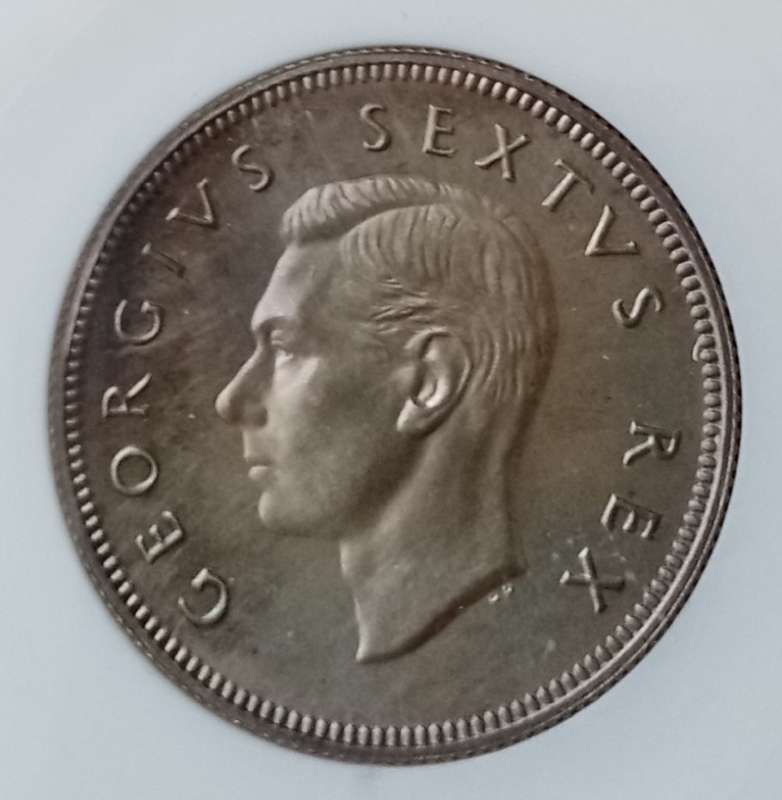Rare 1950 union proof silver 2 Shillings ANACS PF67 (Top Pop) Finest Known
