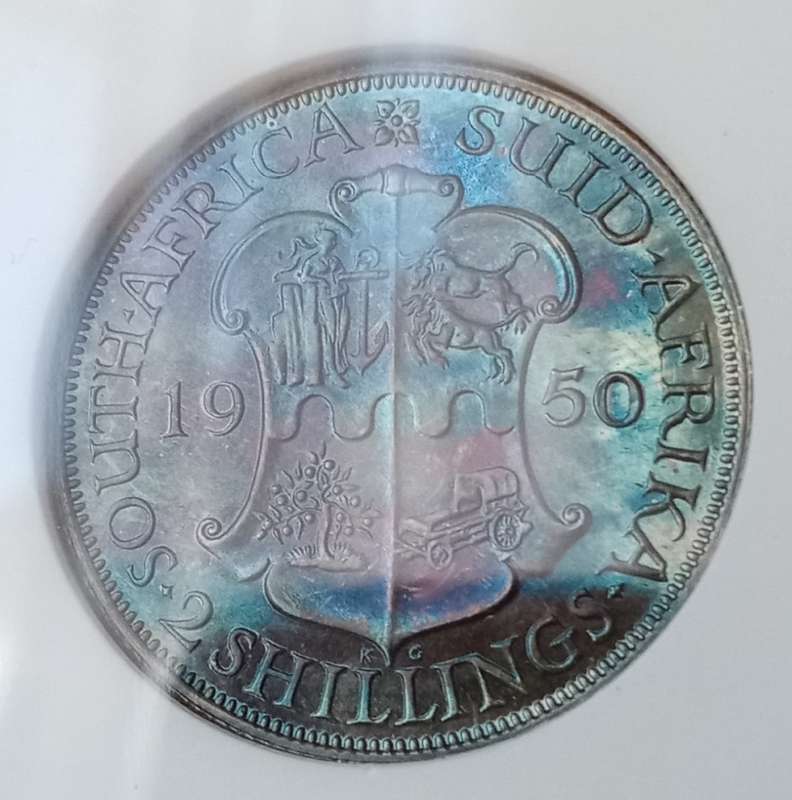 Rare 1950 union proof silver 2 Shillings ANACS PF67 (Top Pop) Finest Known