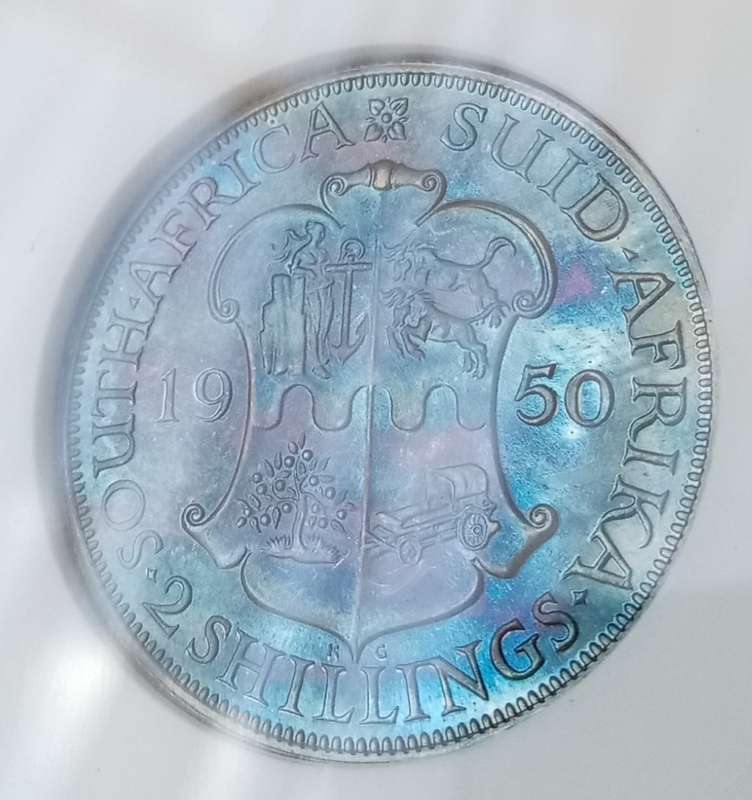 Rare 1950 union proof silver 2 Shillings ANACS PF67 (Top Pop) Finest Known
