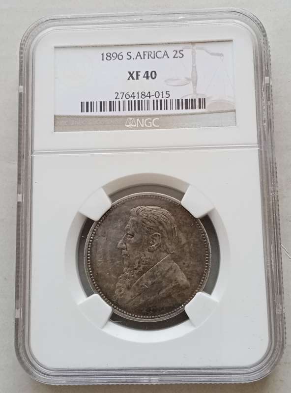 1896 ZAR Kruger silver 2 Shillings NGC XF40