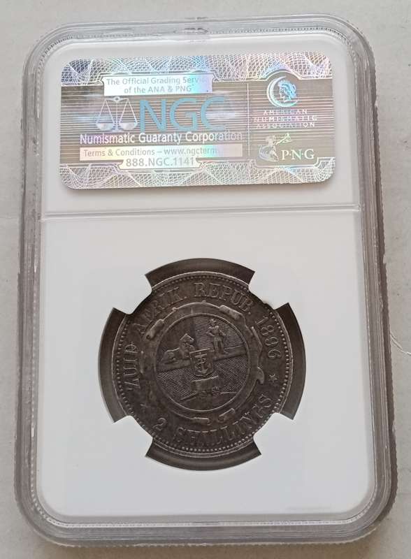 1896 ZAR Kruger silver 2 Shillings NGC XF40