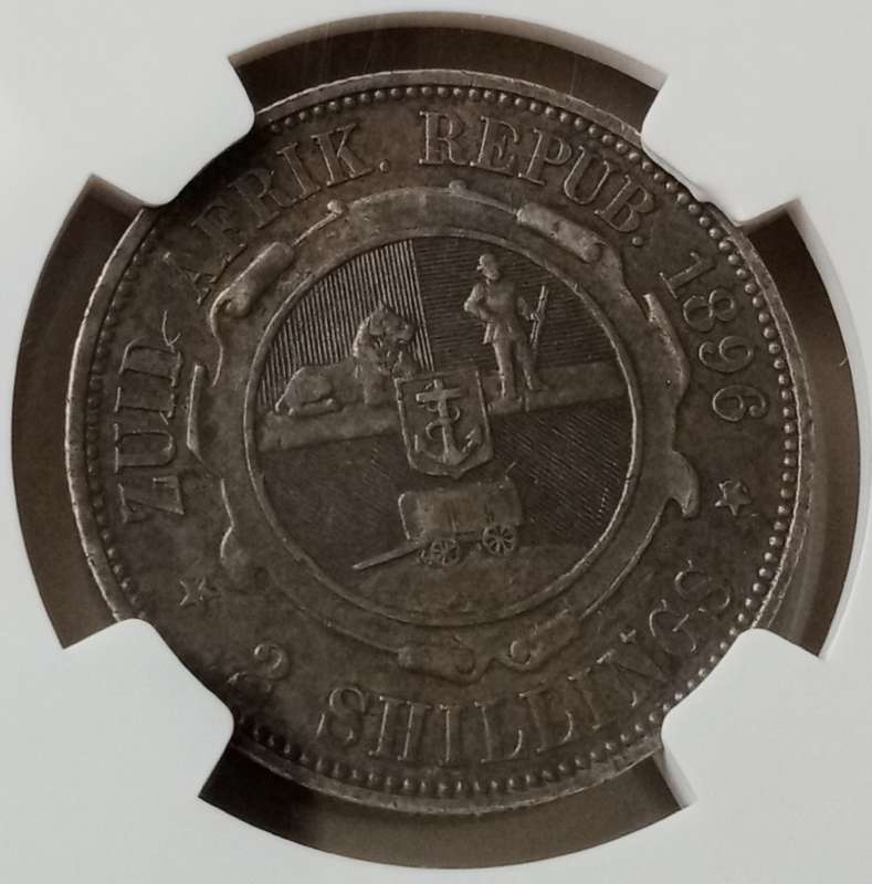 1896 ZAR Kruger silver 2 Shillings NGC XF40