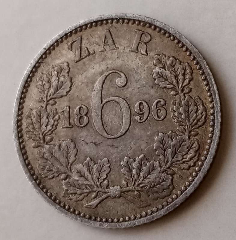 1896 ZAR Kruger silver sixpence