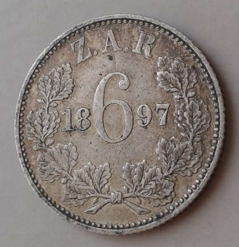 Nice 1897 ZAR Kruger silver sixpence in AXF
