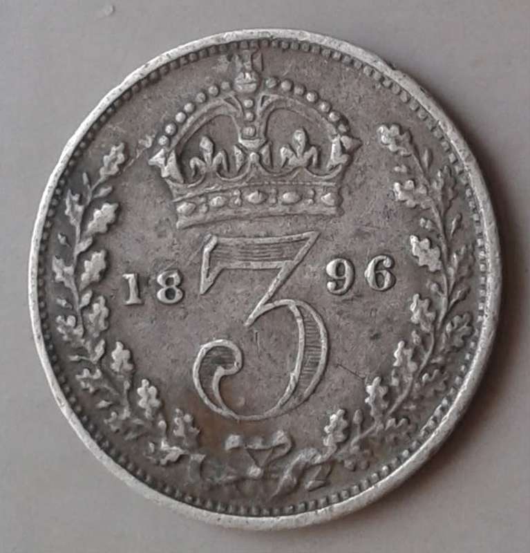 1896 British sterling silver threepence