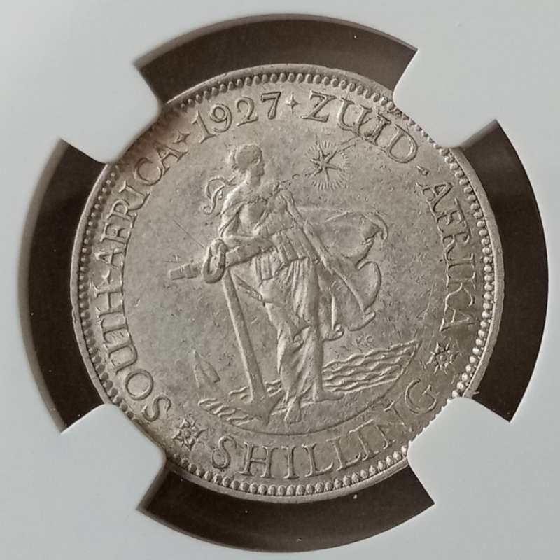 Scarcer 1927 union silver shilling NGC VF35