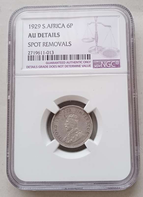 1929 Union silver sixpence NGC AU Details (Nice coin)