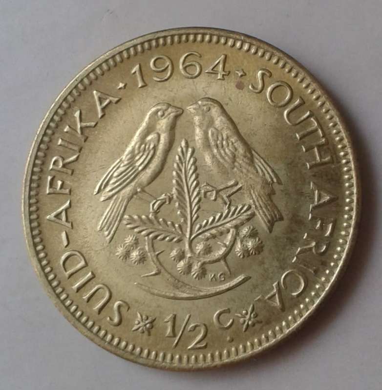 1964 Republic 1/2c in AU+