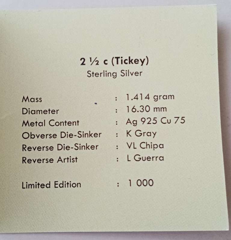 2011 Maritime History (Van Der Stel) proof silver 2 1/2c in pouch incl.certificate