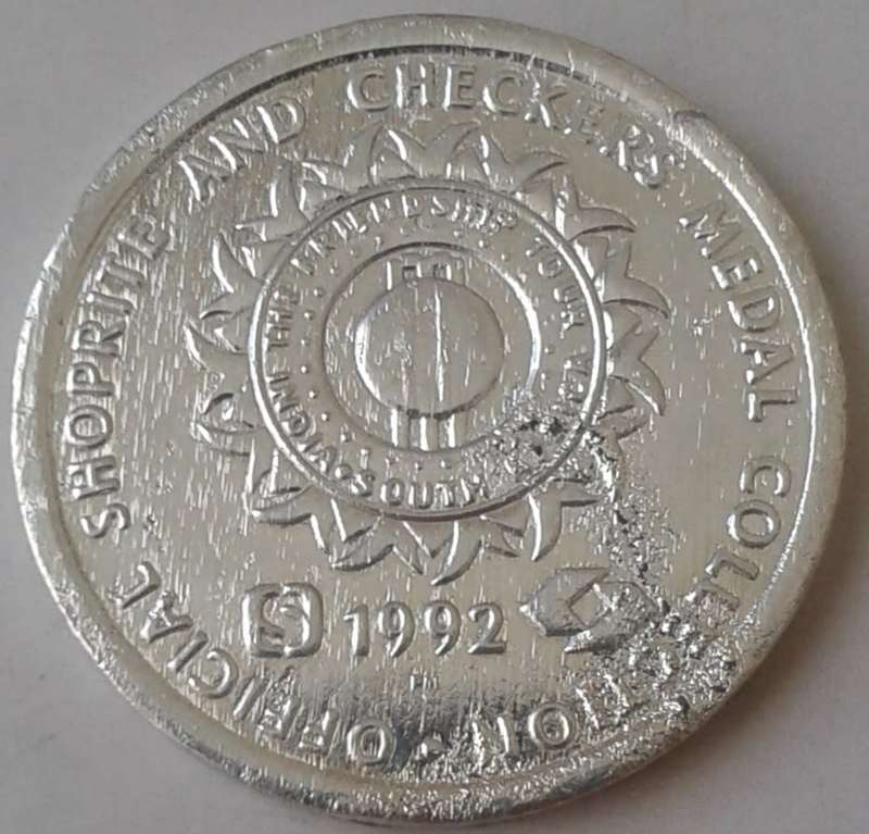 1992 Shoprite and Checkers cricket medal (Jonty Rhodes)