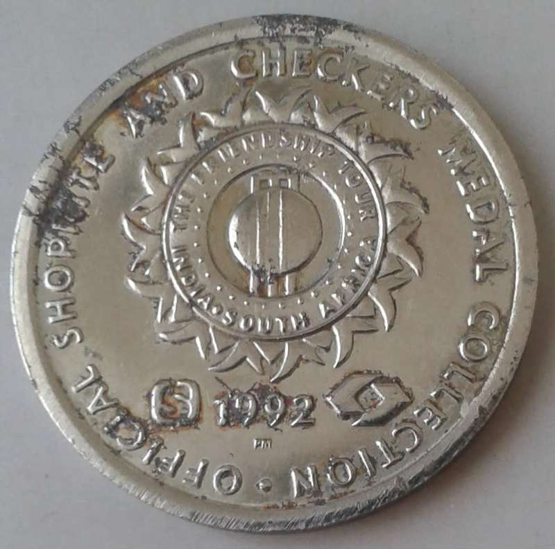 1992 Shoprite and Checkers cricket medal (Jonty Rhodes).