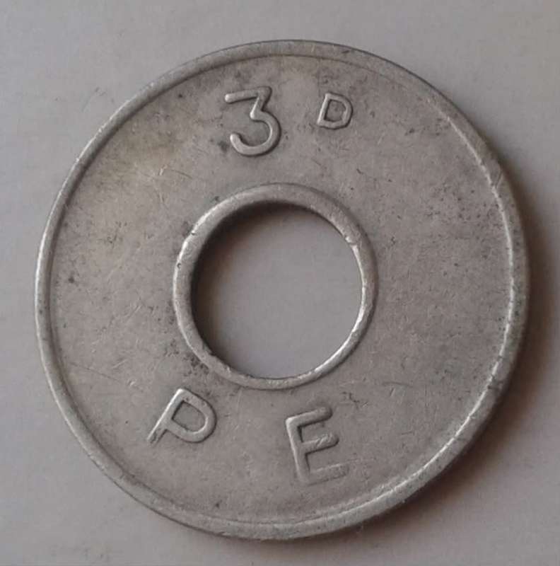 Vintage British threepence Phonographic Equipment token