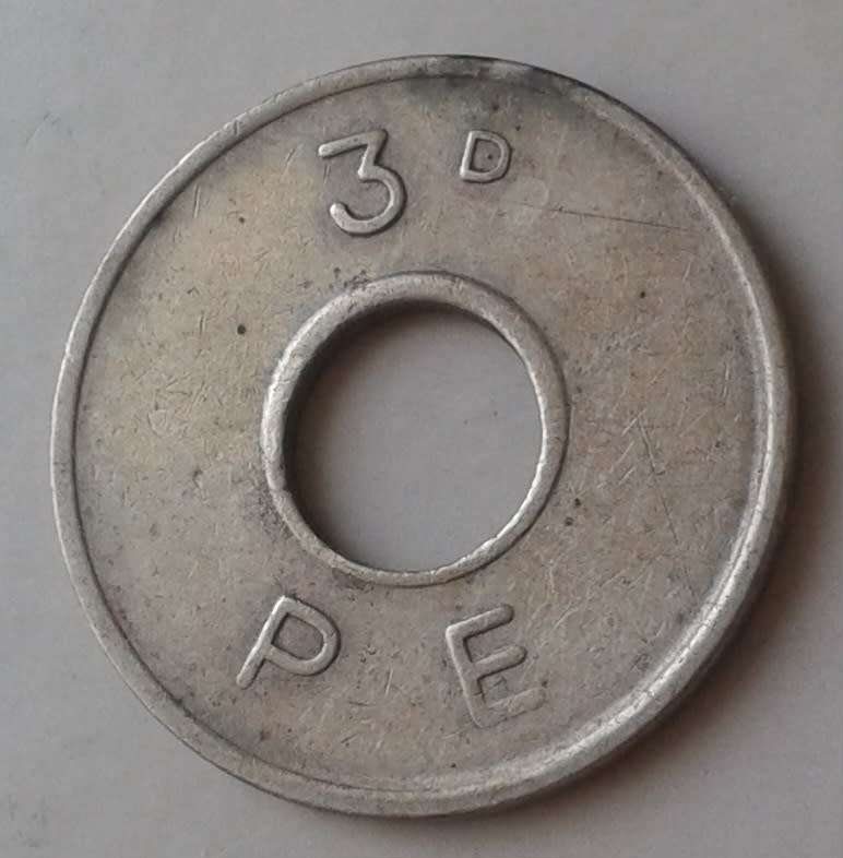Vintage British threepence Phonographic Equipment token