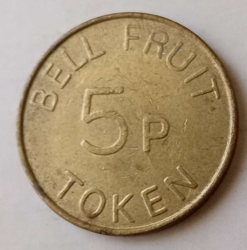 Vintage British Bell Fruit 5P gaming token