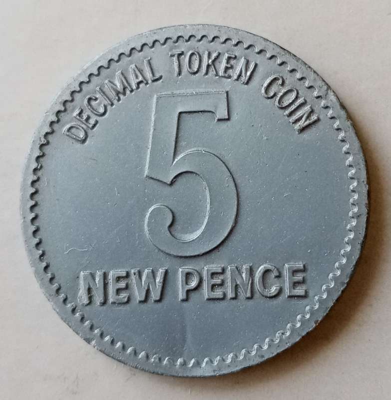 British 5 New Pence decimal token