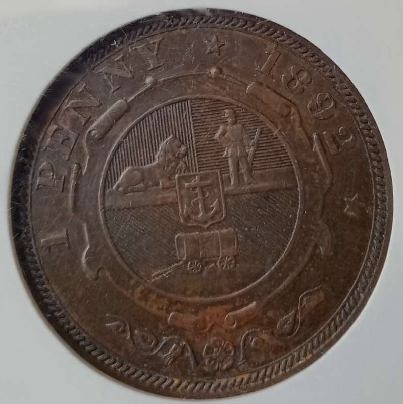 1892 ZAR Kruger Penny NGC AU53 BN (High grade)