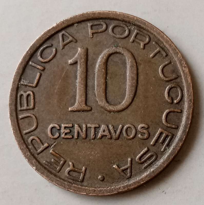 1936 Mozambique 10 Centavos in VF