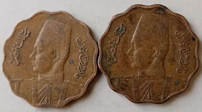 1943 Egypt 10 Milliemes x2