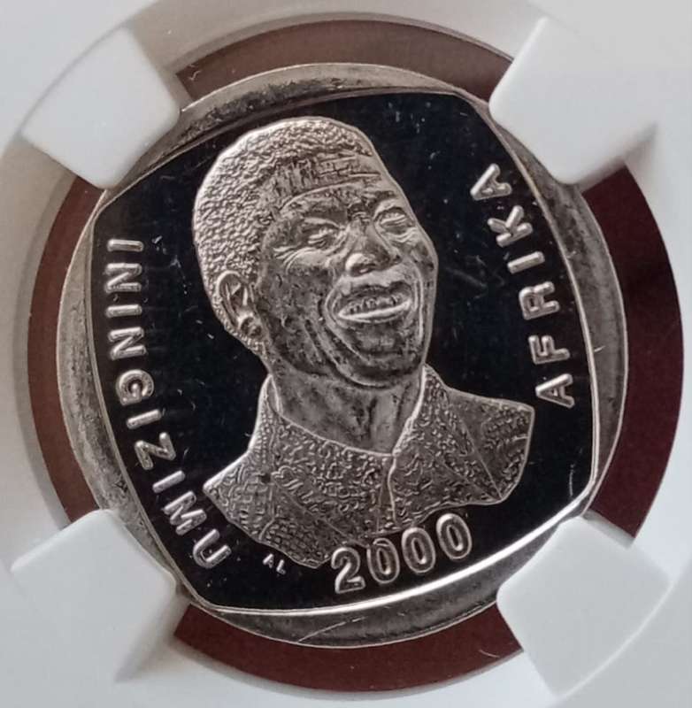 Scarcer grade 2000 Mandela R5 NGC graded PF62 Ultra Cameo (only 38)