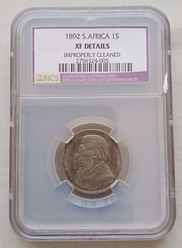 1892 ZAR Kruger silver shilling NCS XF Details
