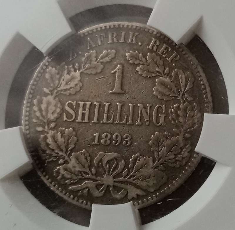 Scarce 1893 ZAR Kruger silver shilling SANGS VF20