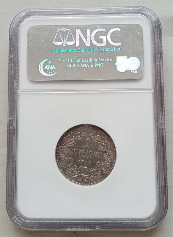 Higher grade 1894 ZAR Kruger silver shilling NGC XF40