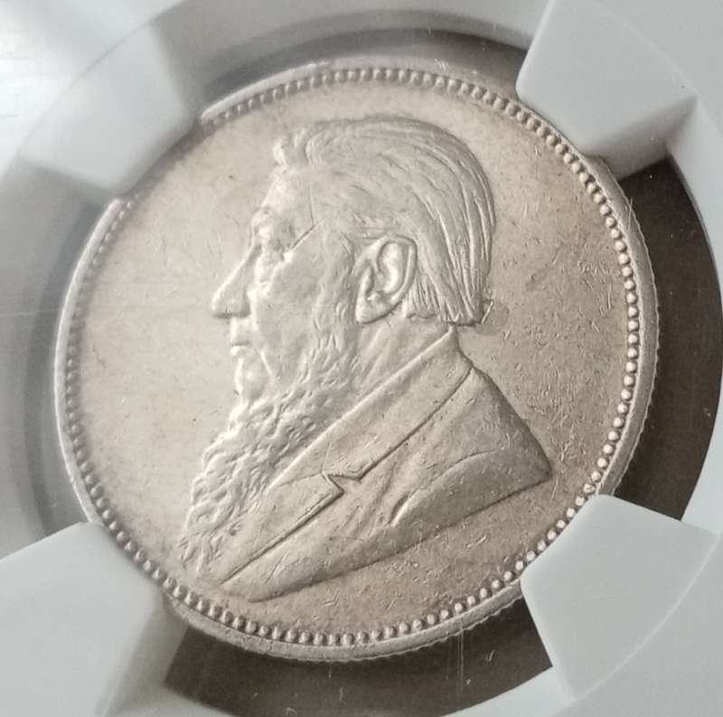 Nice 1897 ZAR Kruger silver 2 Shillings NGC XF45