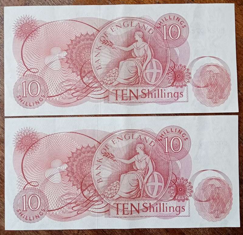 1967 England 10 Shillings note in high grade