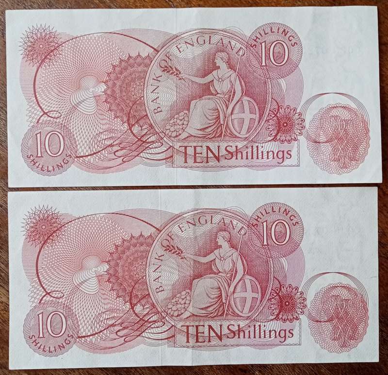 1967 England 10 Shillings note in high grade