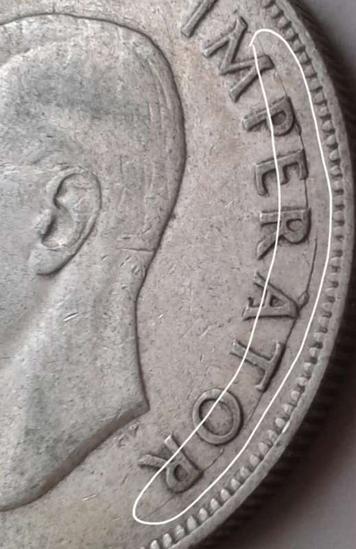 1945 Union silver 2 1/2 Shillings in VF+ with big die crack