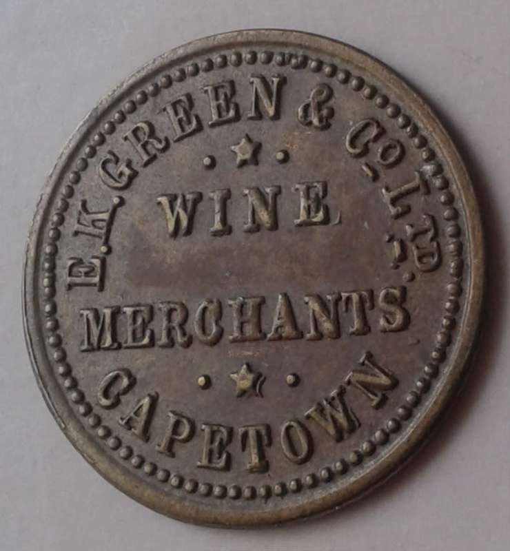 E.K Green & Co. Cape Town Wine Merchants token.