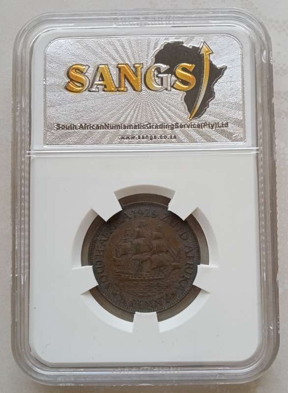 1929 Union 1/2 penny SANGS AU55 BN