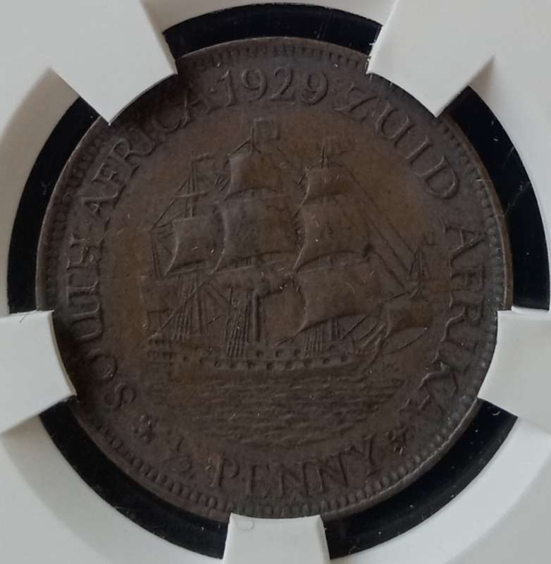 1929 Union 1/2 penny SANGS AU55 BN